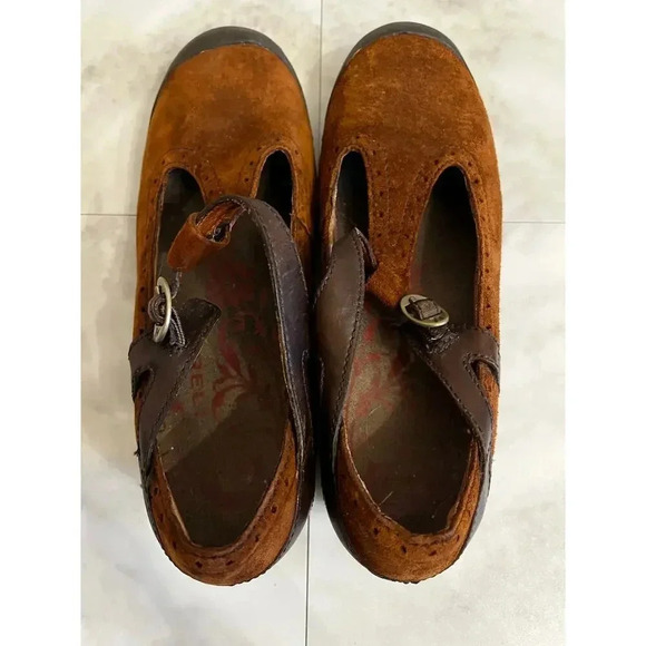 Merrell Plaza Strap Size 7 Mary Jane Shoes Arch Support Dark Spice Suede - Picture 5 of 7